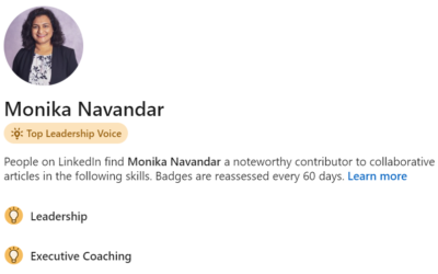 Recognized as LinkedIn Top Voice on Leadership and Executive Coaching