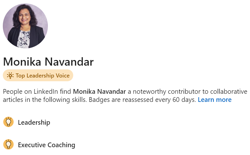 Recognized as LinkedIn Top Voice on Leadership and Executive Coaching